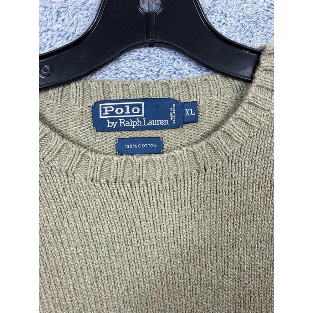 Polo Ralph Lauren Mens XL Green Cotton Crewneck Sweater Pony Logo